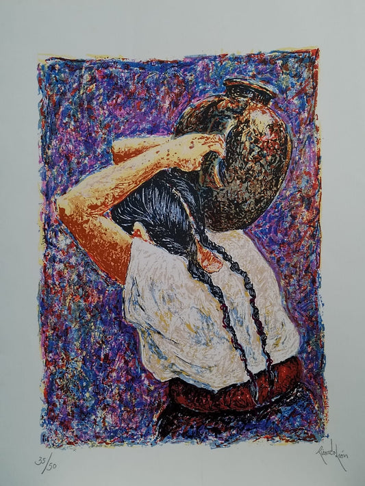 “Mujer con Cántaro a Color”
